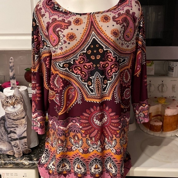 C womens Kate & Mallory casual stretch 3/4 sleeve plus size top 1X - Picture 1 of 3